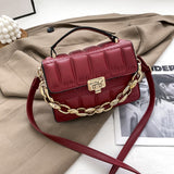 Chain Stone Pattern Leather Crossbody Bags For Women Designer Small Handbags Chain Shoulder Messenger Bag Mini Purses