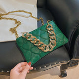 Thick Chain Women Small PU Leather Envelope Crossbody Shoulder Bag 2021 hit Winter Fashion Travel Handbags and Purses Green Blue