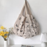 Christmas Gift Cotton Linen Women Canvas Shopping Bags Eco Friendly Shoulder Bag Large Capacity Vintage Handbag Tote Butterfly Sailing Print