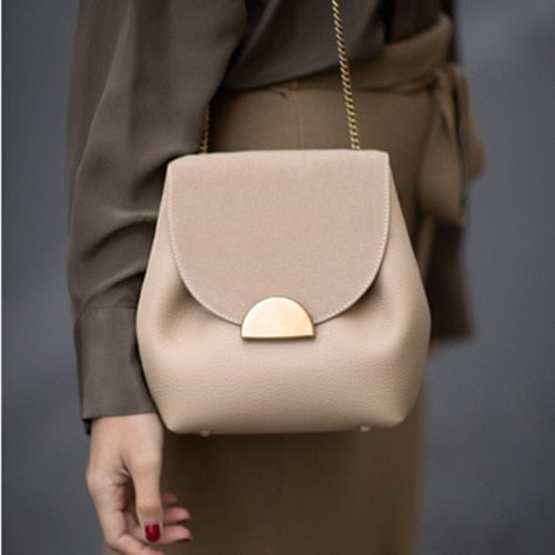 Women's Beige Luxury Leather Crossbody Bag