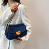 Christmas Gift Fashion 2021 Canvas Shoulder Cross Body Bags For Women Large-Capacity Denim Blue Cute Student Style Sewing Chain Casual Handbags