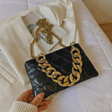 Thick Chain Women Small PU Leather Envelope Crossbody Shoulder Bag 2021 hit Winter Fashion Travel Handbags and Purses Green Blue