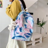 Tie-dye Colors Students Backpack Women Preppy School Bag Nylon Waterproof Campus Style Rucksack Female Travel Backpacks Ladies