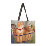 Oil painting garden cat ladies handbags ladies handbags ladies shoulder bags outdoor beach handbags fashion shopping bags