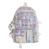 Christmas Gift Women Plaid Cute Backpack Nylon Female Harajuku School Bag College Lady Kawaii Lattice Backpacks Fashion Book Girl Bags Student