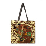 Golden oil painting leisure tote bag linen bag reusable shopping bag outdoor beach bag leisure tote bag