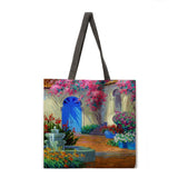 Landscape oil painting ladies leisure handbags foldable shopping bags ladies shoulder bags ladies handbags wallets fashion beach