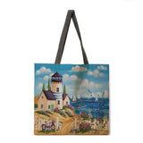 Landscape oil painting ladies leisure handbags foldable shopping bags ladies shoulder bags ladies handbags wallets fashion beach