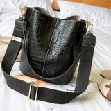 Alligator women bucket Shoulder Bag large capacity PU Leather lady handbag Luxury Designer Female Crossbody Bag bolsos mujer