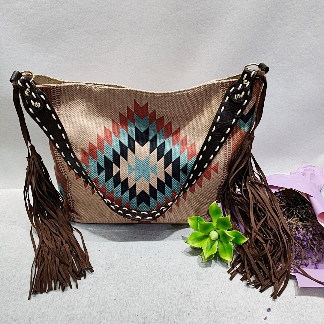 Hippie Sun Life Cotton Shoulder Bag | Purses-Bags | Multicoloured |  Vacation, Beach, Floral, Printed, Bohemian