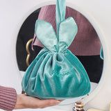 Vvsha Cosmetic Bag Round Velvet Soft Makeup Bag Drawstring Rabbit Ear Travel Make Up Organizer Female Toiletry Beauty Storage For Gift