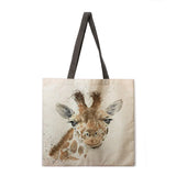 Oil painting giraffe print tote bag tote bag casual tote bag shoulder bag female beach bag foldable shopping bag