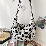 Christmas Gift 2021 INS Fashion Women Zebra Pattern Mini Shoulder Bags Female Winter Plush Underarm Bags Leopard Zebra Pattern Fluffy Tote Bags