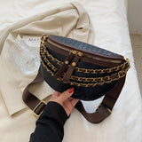 Christmas Gift Retro Small Chain Women's Fanny Pack Plaid Leather Waist Crossbody Chest Bags Luxury Designer Handbags Female Belt Bag