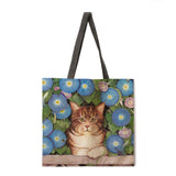 Oil painting garden cat ladies handbags ladies handbags ladies shoulder bags outdoor beach handbags fashion shopping bags