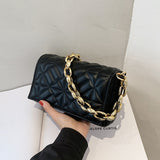 Christmas Gift Thick Chain Designer Quilted New Small PU Leather Flap Underarm Baguette Bags For Women 2021 Lady Shoulder Handbag Female