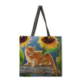 Oil painting garden cat ladies handbags ladies handbags ladies shoulder bags outdoor beach handbags fashion shopping bags