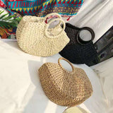 Vvsha Casual Rattan Half Moon Women Handbags Designer Summer Beach Straw Bags Wicker Woven Large Tote Ladies Travel Purses Bali Bag