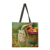 Oil painting garden cat ladies handbags ladies handbags ladies shoulder bags outdoor beach handbags fashion shopping bags