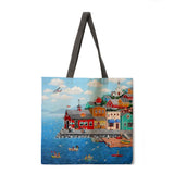 Landscape oil painting ladies leisure handbags foldable shopping bags ladies shoulder bags ladies handbags wallets fashion beach