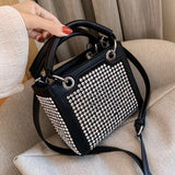 Fashion Diamond Women Handbags small Pu Leather Shoulder bag for female Crossbody Bags luxury designer Rivet pu leather totes