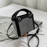 Fashion Diamond Women Handbags small Pu Leather Shoulder bag for female Crossbody Bags luxury designer Rivet pu leather totes