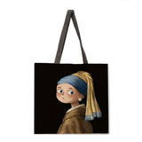 Outdoor shopping bag cartoon oil painting handbag lady leisure handbag lady shoulder bag fashion beach bag lady handbag