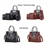 4PS Women Bags Set Luxury Crocodile Female Handbags PU Leather Shoulder Bags Brand Composite Bag Black Top-handle Bag Messenger