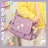 Japanese Harajuku Ins Retro Messenger Bag Women Nylon Backpack Candy Color Waterproof School Bags For Teenagers Ladies Handbag