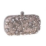 Vvsha Women's Evening Clutch Bag Party Purse Luxury Wedding Clutch For Bridal Exquisite Crystal Ladies Handbag Apricot Silver Wallet