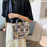 Small Canvas Pearl Scarf Designer Crossbody Bag for Women 2021 Summer Lady Purse and Handbag Trends Luxury Good Quality Totes