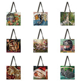 Oil painting garden cat ladies handbags ladies handbags ladies shoulder bags outdoor beach handbags fashion shopping bags