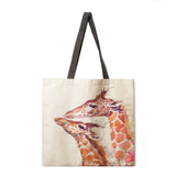 Oil painting giraffe print tote bag tote bag casual tote bag shoulder bag female beach bag foldable shopping bag