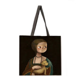 Outdoor shopping bag cartoon oil painting handbag lady leisure handbag lady shoulder bag fashion beach bag lady handbag