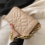 Christmas Gift Thick Chain Designer Quilted New Small PU Leather Flap Underarm Baguette Bags For Women 2021 Lady Shoulder Handbag Female