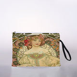 Mucha oil painting cosmetic bag ladies mini cosmetic bag storage bag travel storage bag handbag