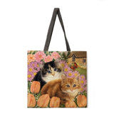 Oil painting garden cat ladies handbags ladies handbags ladies shoulder bags outdoor beach handbags fashion shopping bags