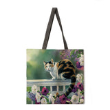 Oil painting garden cat ladies handbags ladies handbags ladies shoulder bags outdoor beach handbags fashion shopping bags