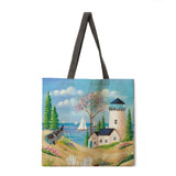 Landscape oil painting ladies leisure handbags foldable shopping bags ladies shoulder bags ladies handbags wallets fashion beach