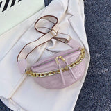 Fashion Thick Chain Waist Bag Women's Fanny Pack Pu Leather Shoulder Crossbody Chest Bags For Women Designer Handbags Belt Bag