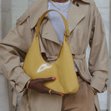Designer Patent Leather Shiny Underarm Bag Fashion Luxury Women Tote Brand Female Leather Handbags Simple Baguette Shoulder Bag