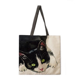 Oil painting cat print tote bag tote bag casual tote bag shoulder bag female beach bag foldable shopping bag