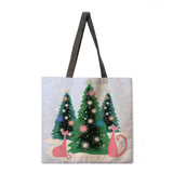 Oil painting line cat tote bag reusable beach bag linen fabric casual tote bag lady one-shoulder foldable shopping bag