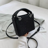 Fashion Diamond Women Handbags small Pu Leather Shoulder bag for female Crossbody Bags luxury designer Rivet pu leather totes