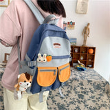 Back to College Girl Kawaii Panelled Backpack Fashion Ladies Book Vintage Schoolbag Cute Female Cool Backpack Women Harajuku Student Travel Bag