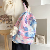 Tie-dye Colors Students Backpack Women Preppy School Bag Nylon Waterproof Campus Style Rucksack Female Travel Backpacks Ladies