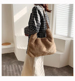 Christmas Gift fashion plush shoulder bag for women cute handbags luxury faux fur lady messeneger bag large capacity tote purses 2020 winter