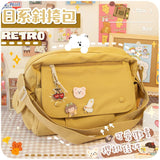 Japanese Harajuku Ins Retro Messenger Bag Women Nylon Backpack Candy Color Waterproof School Bags For Teenagers Ladies Handbag