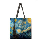 Oil painting stitching printing tote bag tote bag casual tote bag shoulder bag female beach bag foldable shopping bag