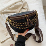 Christmas Gift Retro Small Chain Women's Fanny Pack Plaid Leather Waist Crossbody Chest Bags Luxury Designer Handbags Female Belt Bag